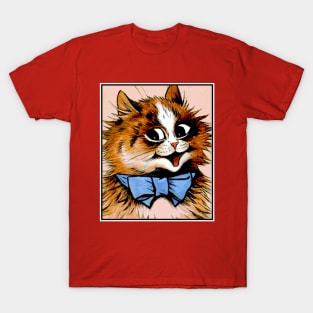 Cat with a Blue Bow : A Louis Wain abstract psychedelic Art Print T-Shirt